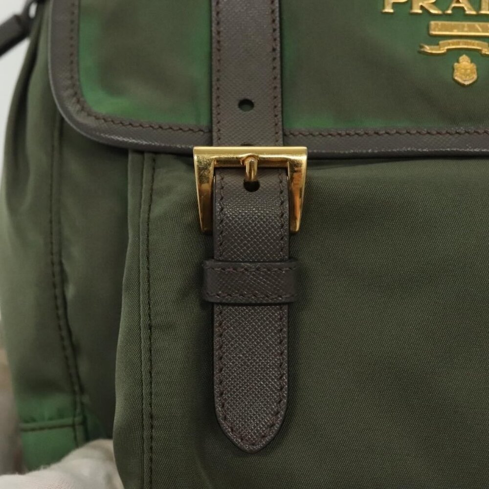 Authentic PRADA Shoulder Bag Nylon Khaki Gold - Picture 8 of 16